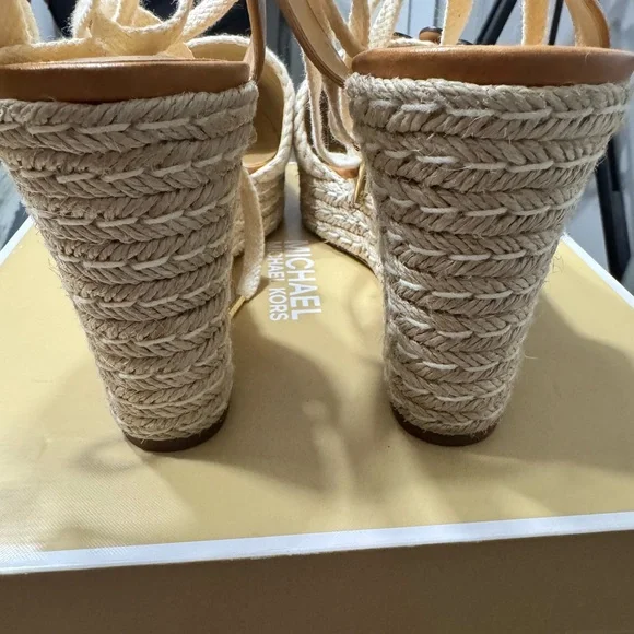 Michael Kors Women’s Kit Closed Toe Macrame and Jute Wedge With Floral Appliqué - Picture 6 of 15